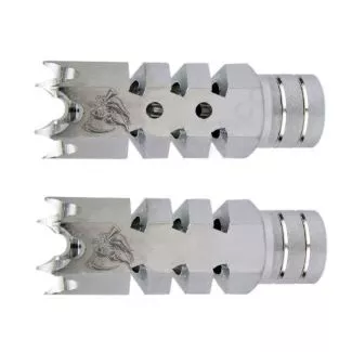 .223/5.56 1/2″X28 Shark Muzzle Brake Stainless Laser – DEATH GRIM REAPER