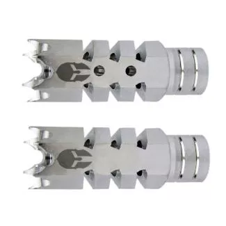 .223/5.56 1/2″X28 Shark Muzzle Brake Stainless Laser – MOLON LABE HELMET