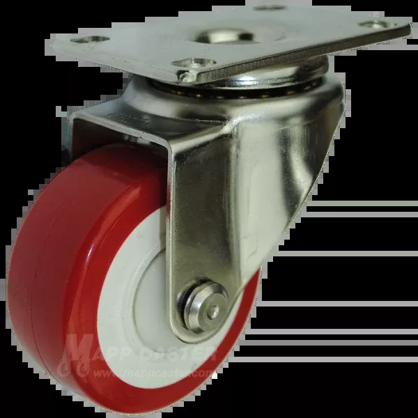 3" x 1-1/4" Polyurethane Wheel Stainless Steel Swivel Caster - 300 Lbs Capacity