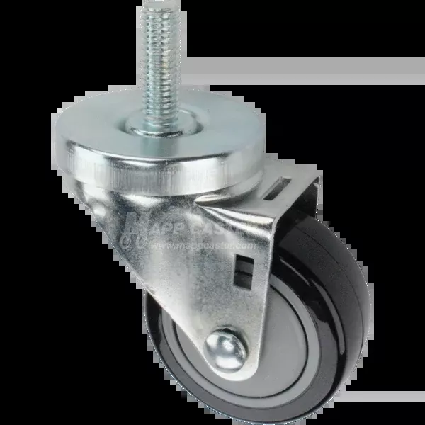 3" x 1-1/4" Polyurethane Wheel Swivel Caster, 1/2"-13 x 1-1/2" Threaded Stem - 300 lbs Capacity