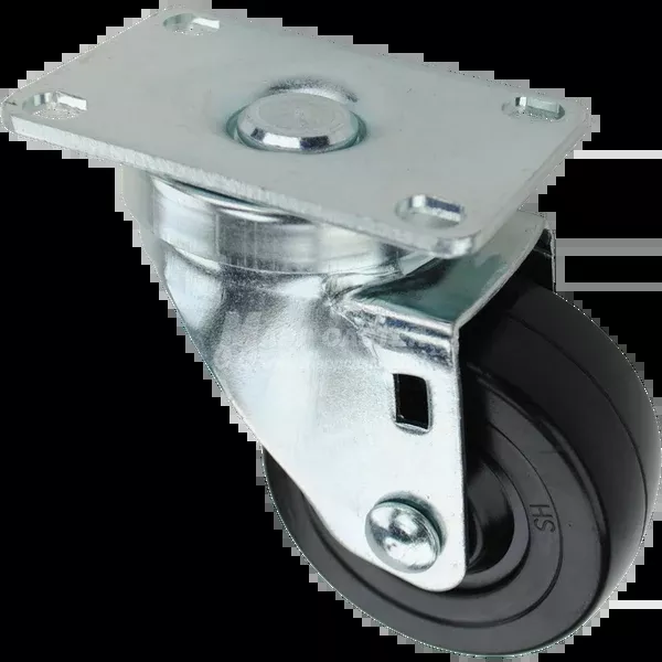 3" x 1-1/4" Soft Rubber Wheel Swivel Caster, 2-3/8" x 3-5/8" Top Plate - 300 lbs Capacity