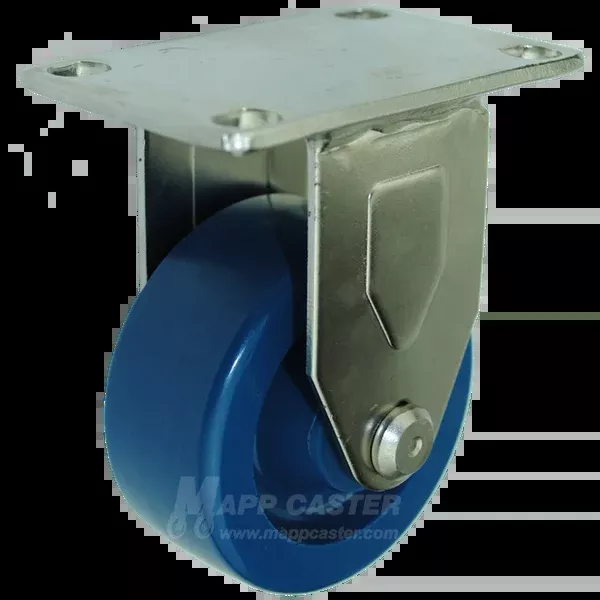 3" x 1-1/4" Solid Polyurethane Stainless Steel Rigid Caster- 300 Lbs Capacity