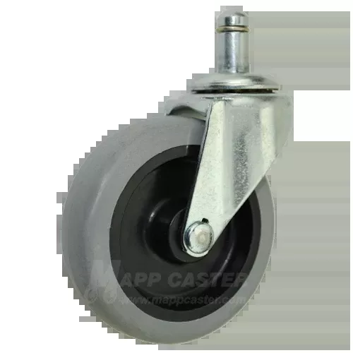 3" x 13/16" Thermoplastic Rubber Wheel Caster with 7/16" x 7/8" Grip Ring Stem - 110 Lbs Capacity