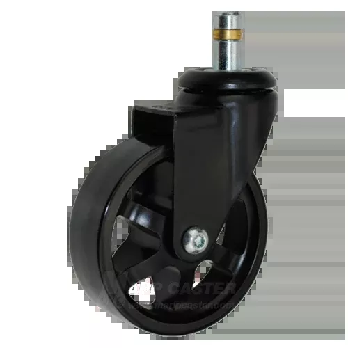 3" x 7/8" Polyurethane on Iron Wheel Swivel Caster with 7/16" x 7/8" Grip Ring Stem - 100 Lbs Capacity