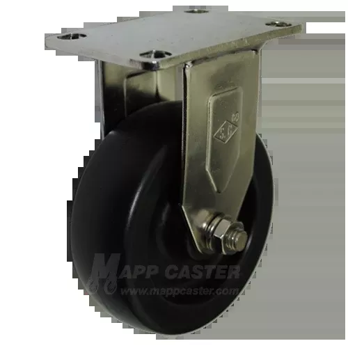 4" x 1-1/4" Heavy Duty Plastic Stainless Steel Rigid Caster- 350 Lbs Capacity