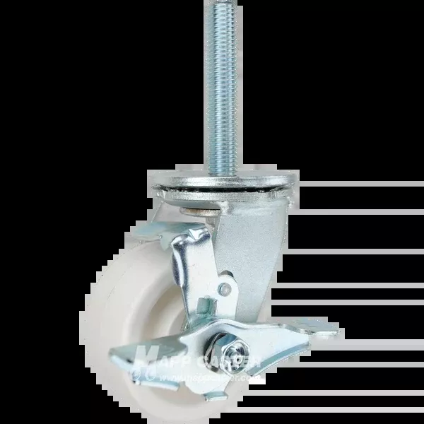 4" x 2" Retort Wheel Swivel Brake Caster, 3/4"-10 x 4 Threaded Stem -550 Lbs Capacity