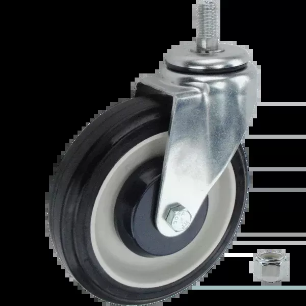 5 x 1-1/4" Shopping Cart Polyurethane Wheel Swivel Caster w/ Lock Nut- 250 lbs Capacity