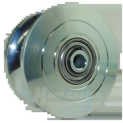 5" x 2-5/16" U-Groove Zinc Plated Steel Wheel - 6,000 Lbs Capacity