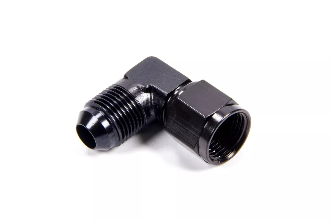 #8 Female Swivel to Male 90 Degree Fitting Black