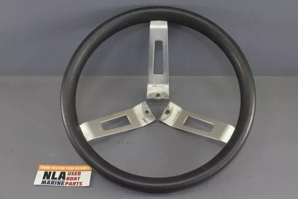 Boat 12.5in Steering Wheel Rubber Handle Stainless 3-Spoke Marine 80's DetMar