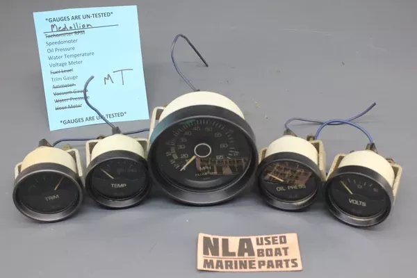 Boat Gauge Set Medallion Red White Black Speedometer Gauges Oil Trim Temp