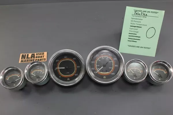 Boat Gauges Set Teleflex RPM Tachometer Speedometer Water Temp Fuel Gauge Trim