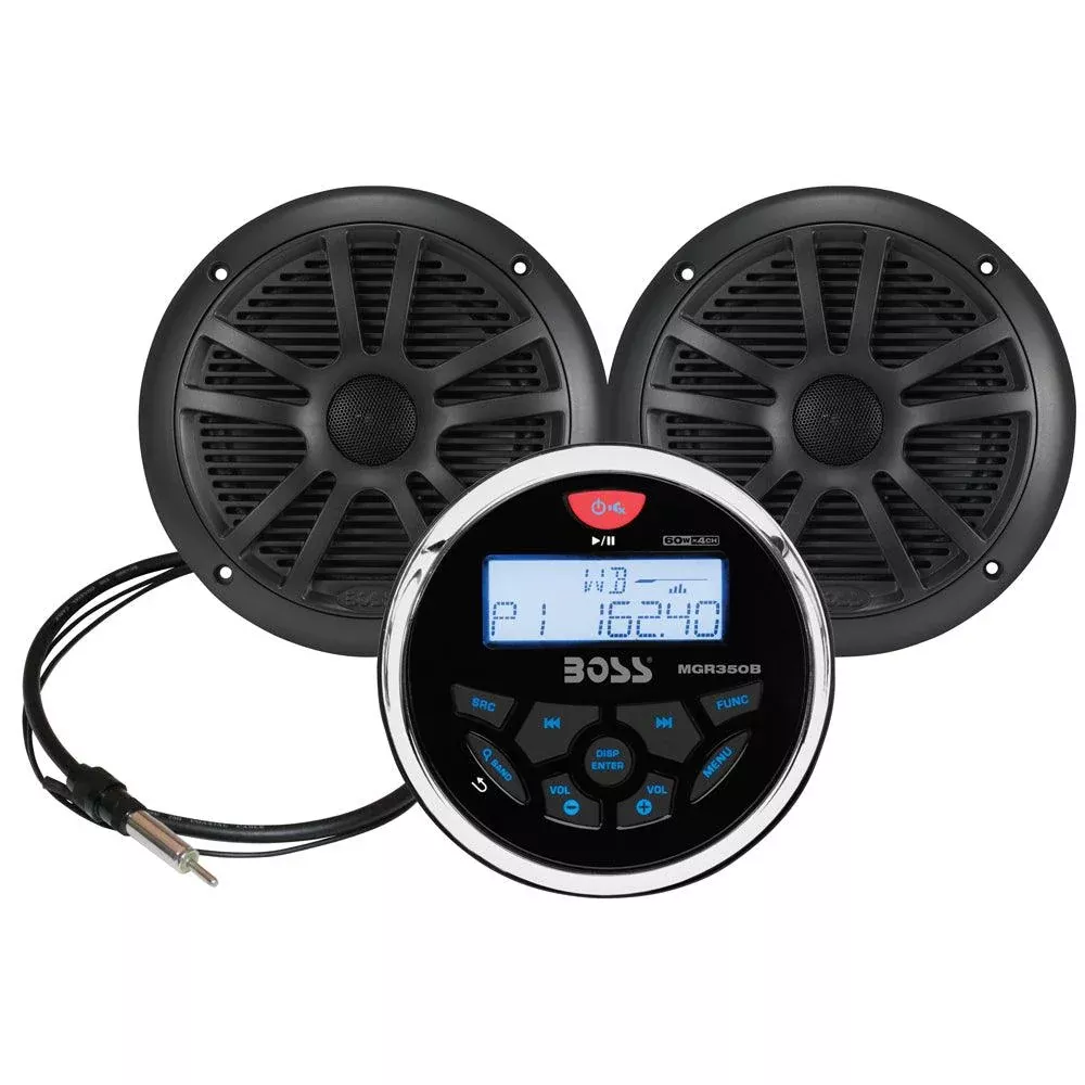 Boss Audio MCKGB350W.6 Marine Stereo6.5" Speaker Kit - Black [MCKGB350B.6]