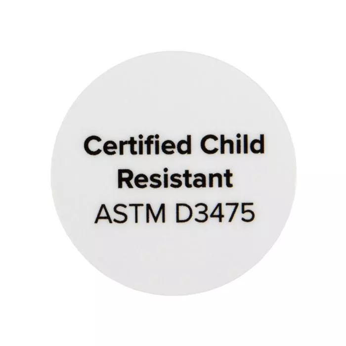 Certified Child Resistant Round Printed Labels, 1" (1 pack)