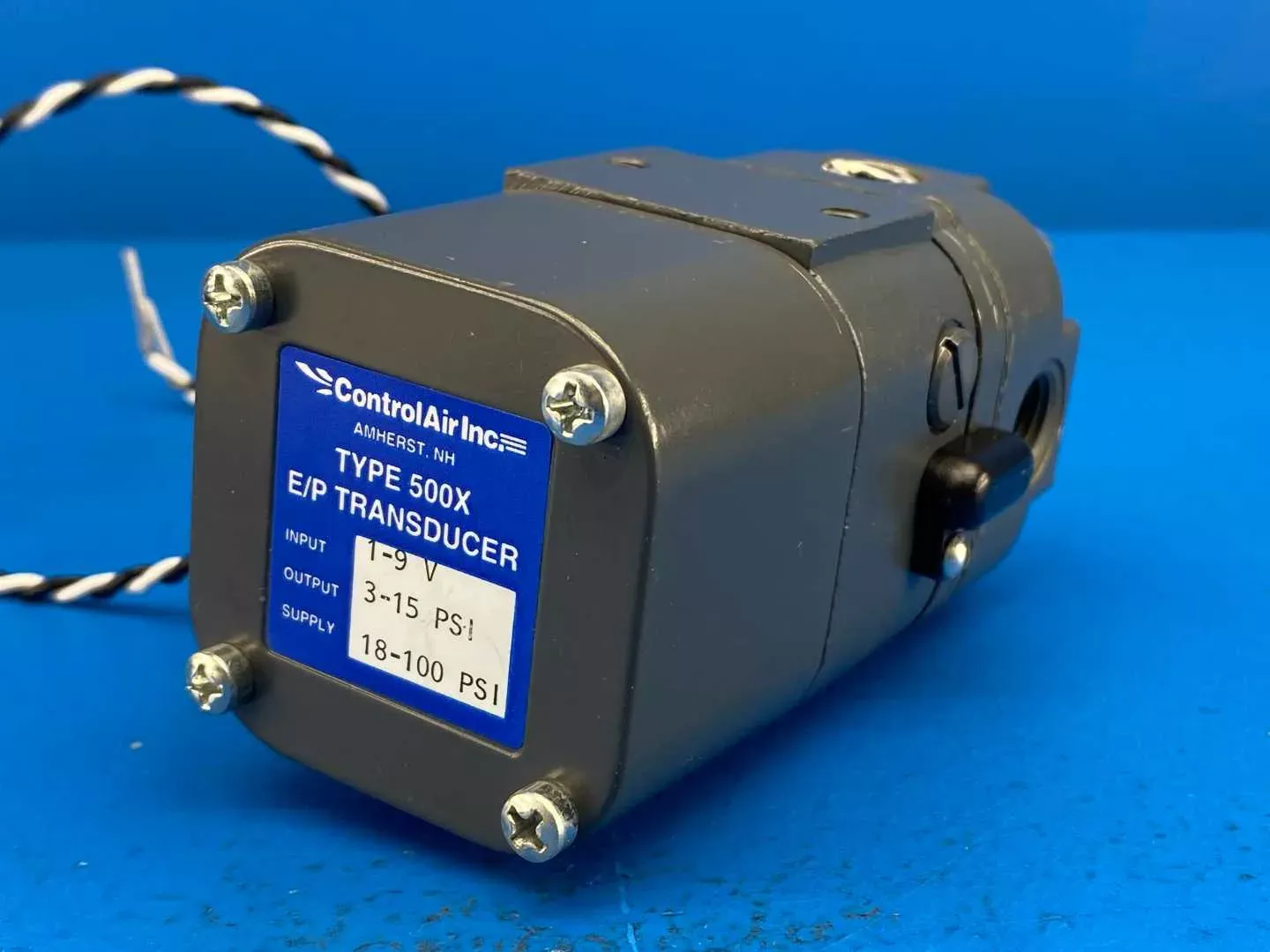 Control Air Inc 500X ControlAir E/P Electro-Pneumatic Transducer 1-9V Input 3-15PSI Output 18-100 PSI Supply