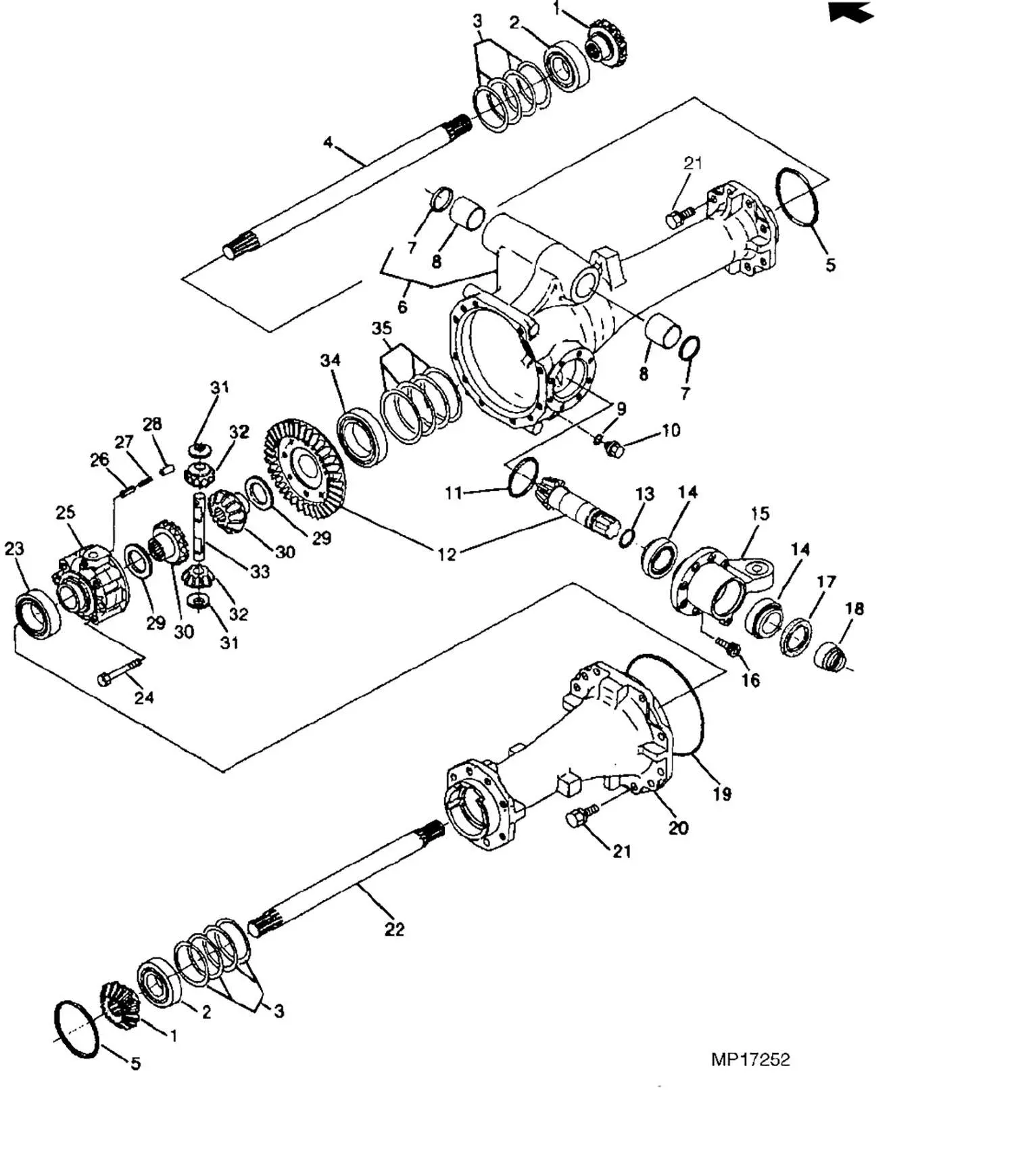 Front axle tapered roller bearing (4wd)