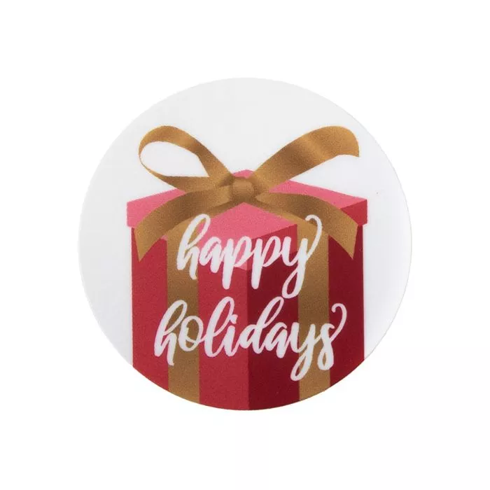 Happy Holidays Round Printed Labels, 1 1/2" (1 pack)