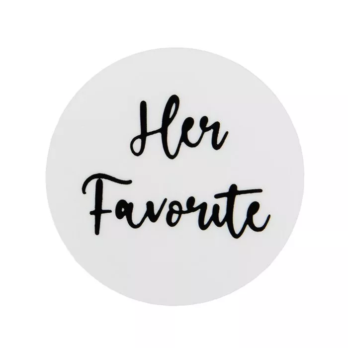 Her Favorite Silver Hot Stamp Round Printed Labels, 1 1/2" (1 pack)