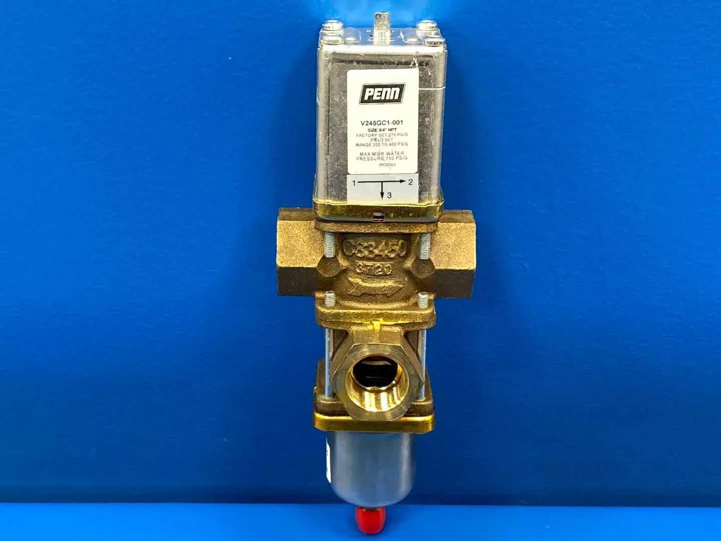 Johnson Controls V248GC1-001C 3/4" NTP 3-Way Water Regulating Valve 200-400PSIG, 1/4"SAE Male