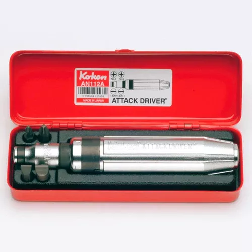 Koken 1/2" Dr Attack Driver Knurled Handle - 6pc #2-3 Phillips, 9-11mm Flat