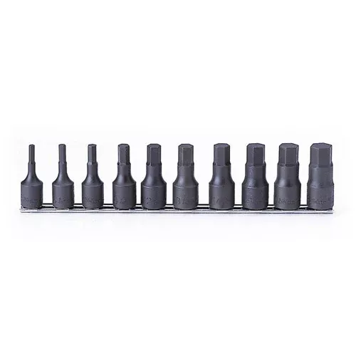 Koken 1/2" Dr Hex Socket Set On Rail - 10pc 4-19mm