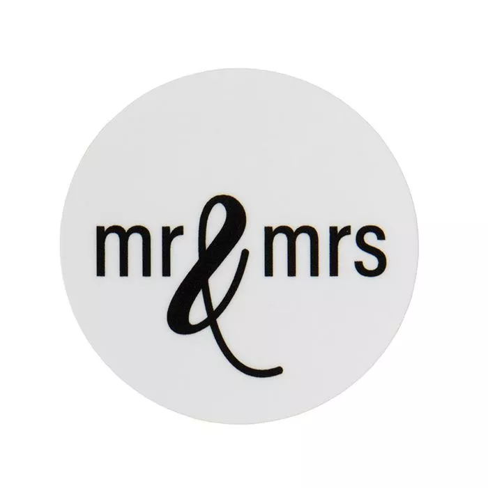 Mr & Mrs Round Printed Labels, 1 1/2" (1 pack)