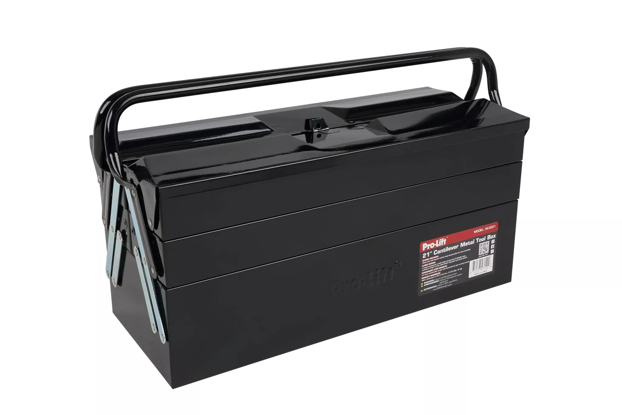 Pro-Lift Steel Tool Box – 21-inch 5-Tray Cantilever Metal Toolbox Portable with Handle