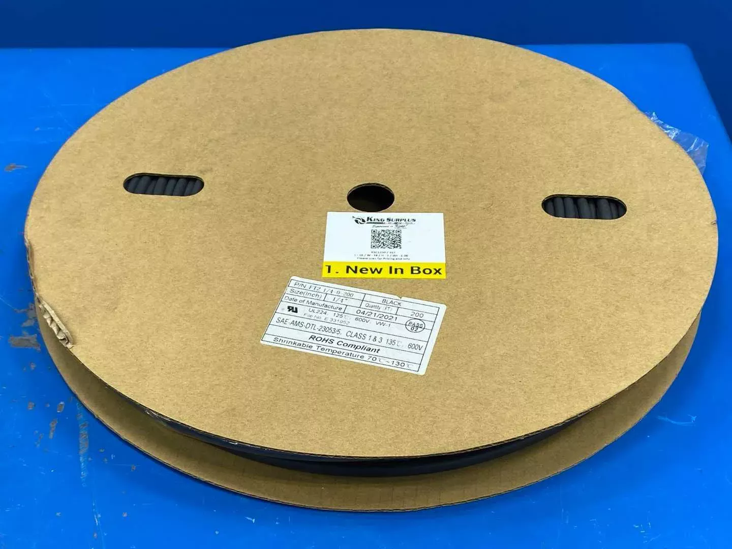 RoHS FT2-1/4-0-200 SAE-AMS-DTL-23053/5, Class1&3 135°C, 600V, 1/4" Heat Shrink Tubing 200 FT