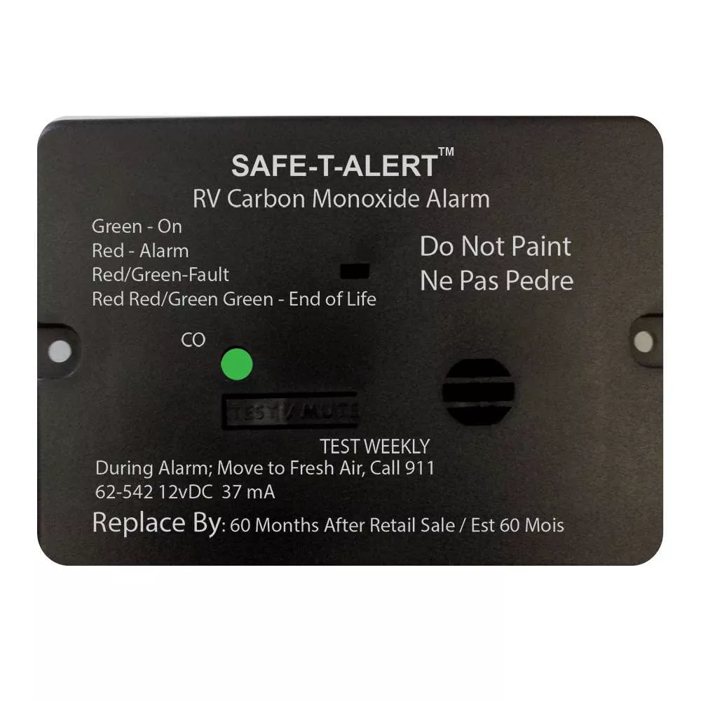 Safe-T-Alert 62 Series Carbon Monoxide Alarm – 12V – RV Flush Mount – Black
