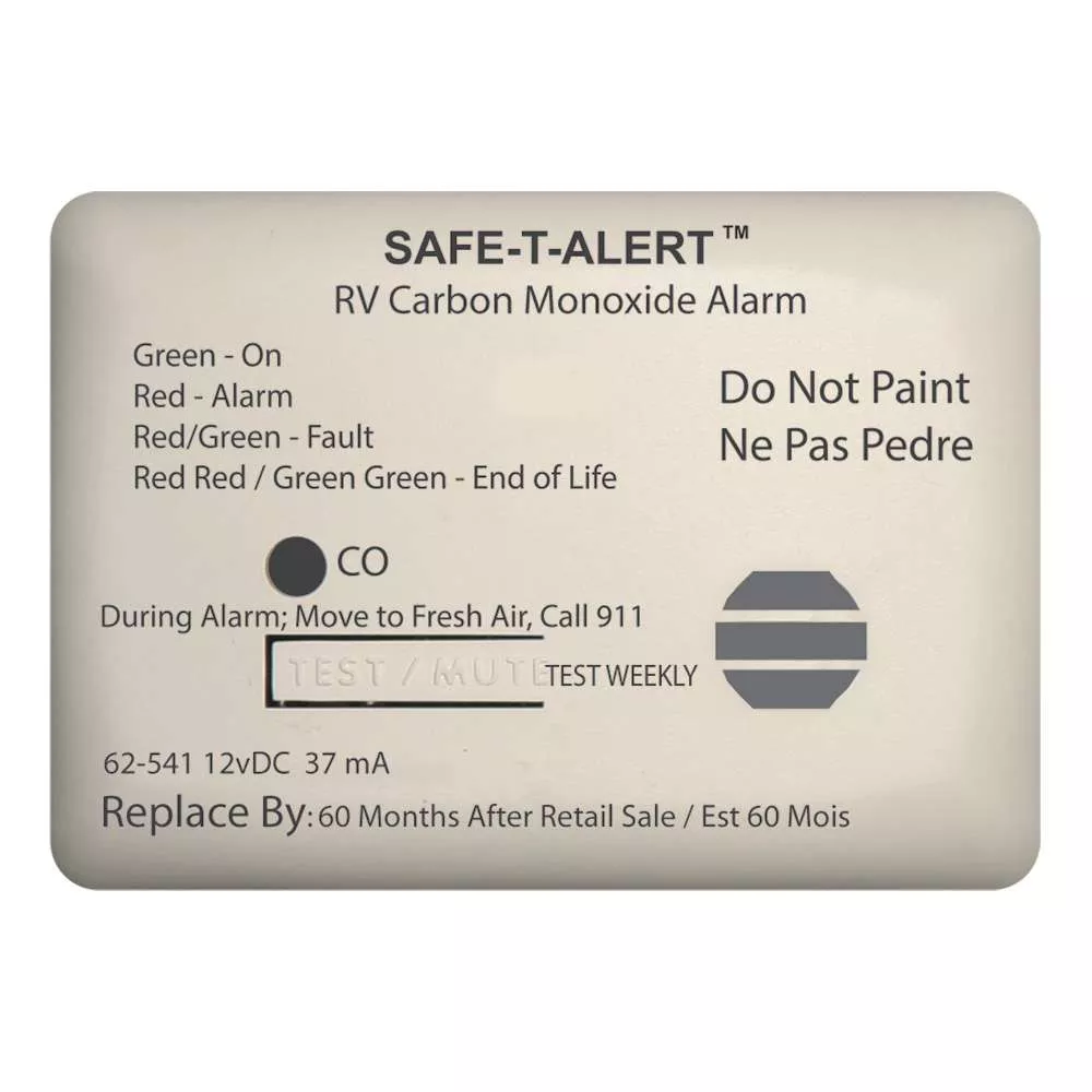 Safe-T-Alert 62 Series Carbon Monoxide Alarm – 12V – RV Surface Mount – White