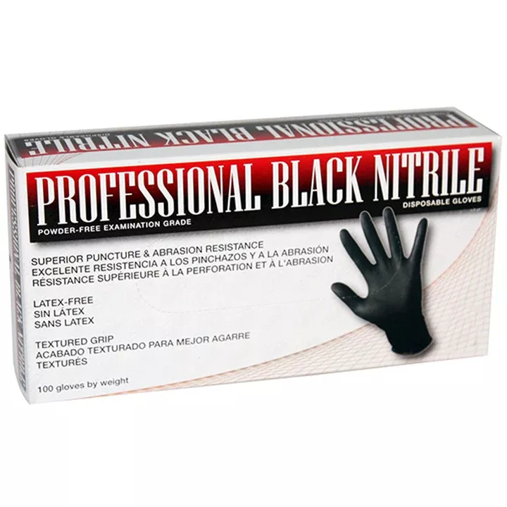 Sas Derma-Pro Black Pf Nitrile Gloves Small (Box 100)