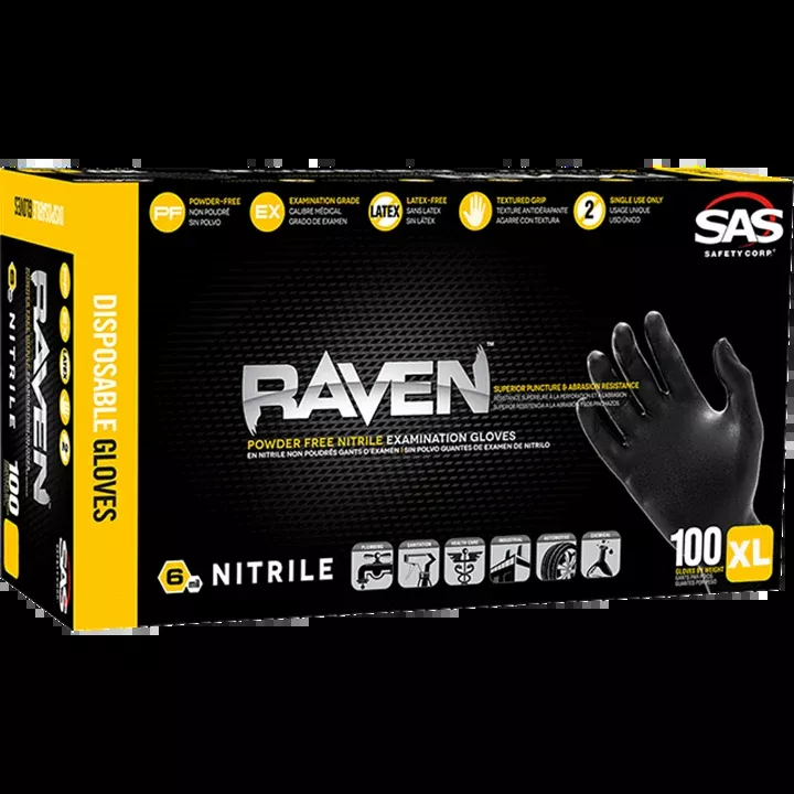 Sas Raven Blk Pf Nitrile - Xl