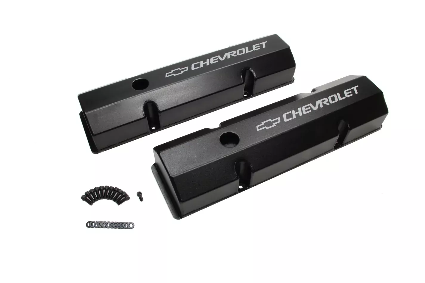 SBC Billet Rail Fab. Alm Valve Coversw/Oil Cap