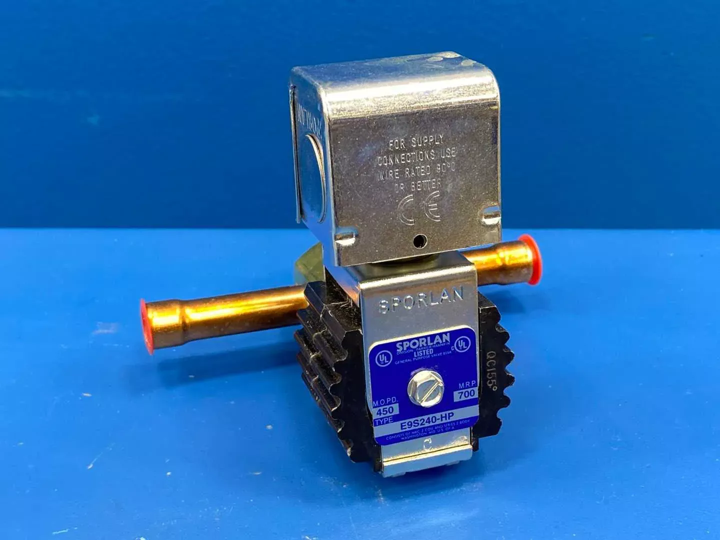 Sporlan E9S240-HP Solenoid Valve 1/2" ODF Solder Connections w/ MKC-2 Coil Assembly 24/50-60 JAQ