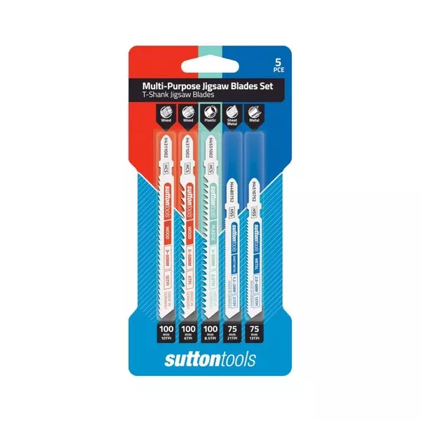 Sutton Blade Jigsaw T-Shank Set Multi Purp 5 Pack