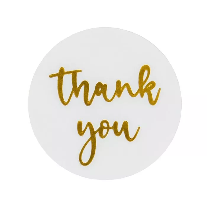 Thank You Gold Hot Stamp Round Printed Labels, 1 1/2" (1 pack)