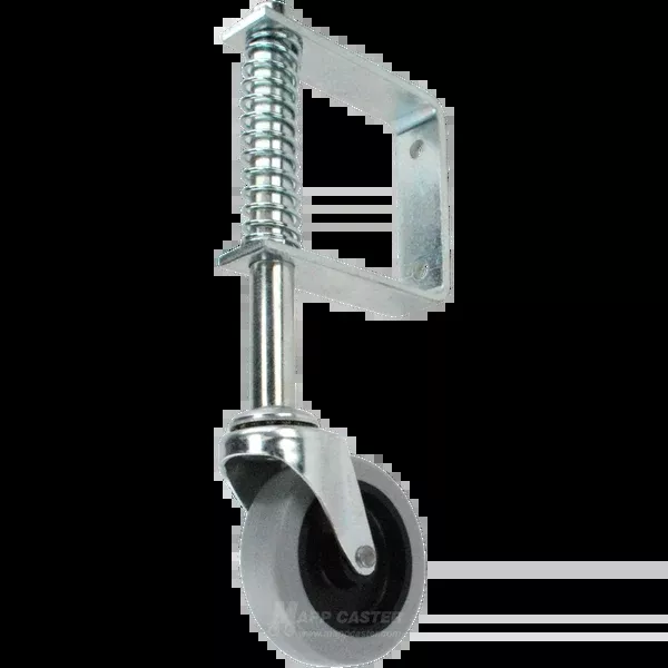 USA Made Spring Loaded Caster Bracket with USA Made 3" TPR Wheel - 25 Lbs Capacity