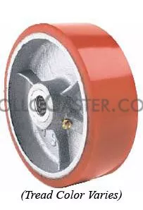 Wheel; 4" x 2"; Green PolyU on Cast Iron; Precision Ball Brng; 800#; 1/2" bore; 2-3/16" Hub Length (Item #89730)
