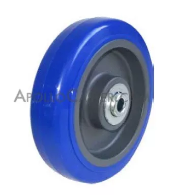 Wheel; 5" x 1-1/4"; PolyU on PolyO (Blue); Twin Ball Bearings; 3/8" Bore; 1-9/16" Hub Length; 315# (Item #88987)