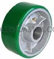 Wheel; 8" x 2-1/2"; PolyU on Cast Iron; Plain bore; 1-15/16" Bore; 3-1/4" Hub Length; 2000# (Item #88262)